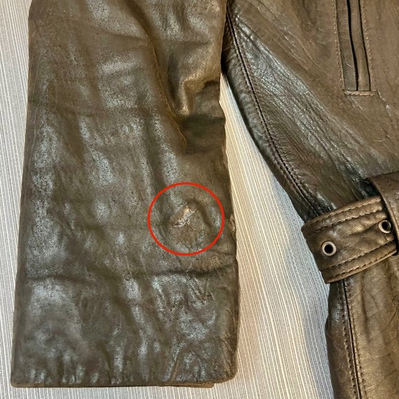 Brown Mid-thigh Customizable 3 Seasons Genuine Leather Jacket - Size L - Picture 12 of 16